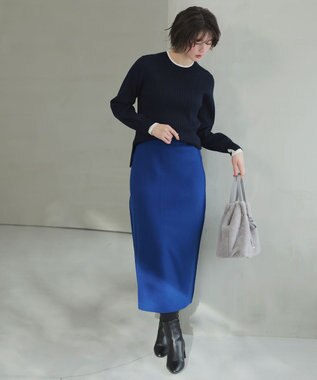 ANY SIS S 【WEB・一部店舗限定】ダブルカラー ニット ネイビー