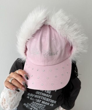 WEGO ラインストーンドッグイヤーキャップ ライトピンク