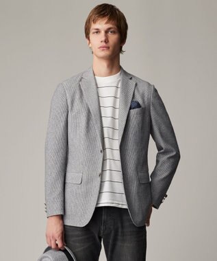 JOSEPH ABBOUD 【和紙ニット/日本素材・縫製/ 軽量/通気性/速乾性】和紙フライスボーダー Tシャツ ホワイト系2