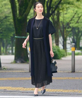 自由区 【WEB限定カラーあり】【UVカット・吸水速乾・洗える】ツイストプレーンラッフルスリーブ カットソー ミッドナイト