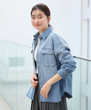 ANY 【洗濯機可/ストレッチ】デニムシャツ ブリーチ