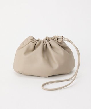 russet レザー巾着4WAYショルダーバッグ(CE-1454) GrayBeige