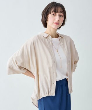 ANY ヨーロピアンリネンハーフスリーブシャツ サンドベージュ