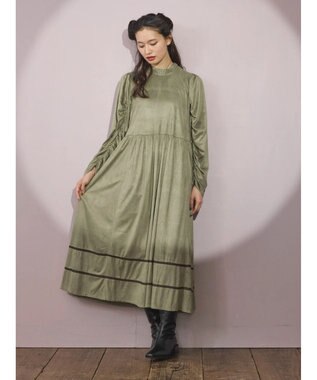 Green Parks ■ＥＳＣＡＲ　スエード調ギャザーキリカエワンピース Mocha