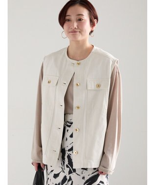 Te chichi ノーカラーワークベスト オフホワイト