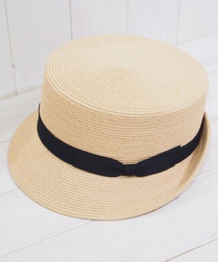 石田製帽 【サイズ調整可】ラフィアブレード　角クロッシェ　ハイバックハット ナチュラル