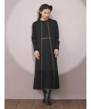 Green Parks ■ＥＳＣＡＲ　メローキリカエニットワンピース Black