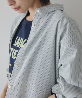 AMERICAN HOLIC イージーケアブロードシャツ Stripe Gray