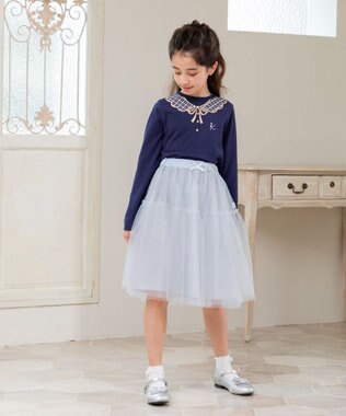 組曲 KIDS 【150-160㎝】トロンプルイユロン Tシャツ ネイビー