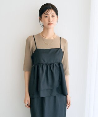 YECCA VECCA シャイニーオーバーキャミ Black