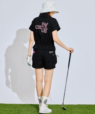 PW CIRCULUS 【WOMEN】ギャザリングシャツ  ゴルフウェア レディース ブラック系