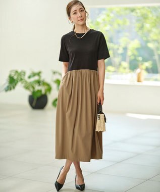 組曲 【WEB限定】コンビネーションコクーンワンピース カーキ系