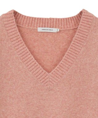 AMERICAN HOLIC ワイドリブVネックプルオーバー Pink