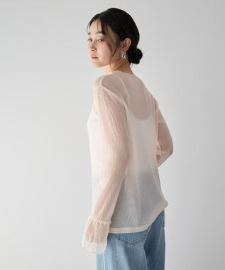 YECCA VECCA 袖レースシアートップス Ivory