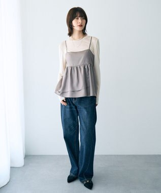 YECCA VECCA シャイニーオーバーキャミ Mocha