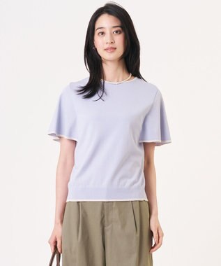 【シーンレスに活躍】COOL MINT COTTON POLYESTER フレアスリーブ ニット プルオーバー