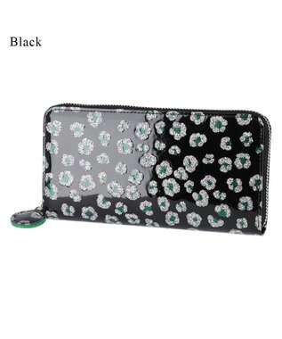 tsumori chisato CARRY グリッターフラワー ラウンドファスナー 長財布 ブラック
