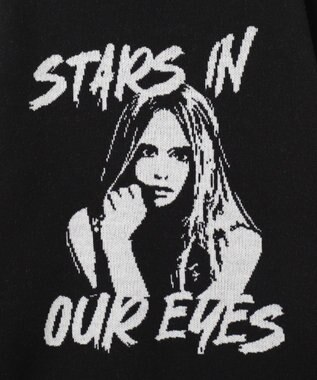 WEGO グラフィックBIGニットプルオーバー ブラック