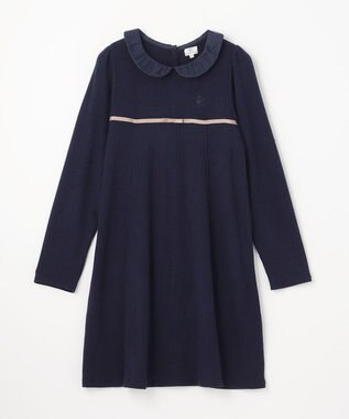 組曲 KIDS 【150-160㎝】バイカラーニットソー ワンピース ネイビー系