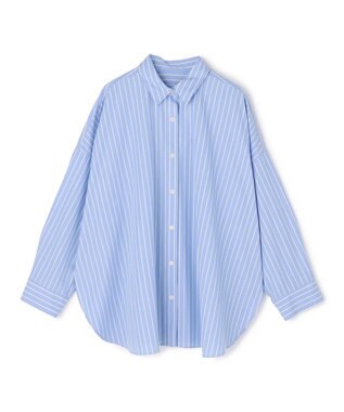 UNFILO L 【WEB限定カラー】コットン オーバーシャツ ストライプ(ブルー×オフ)