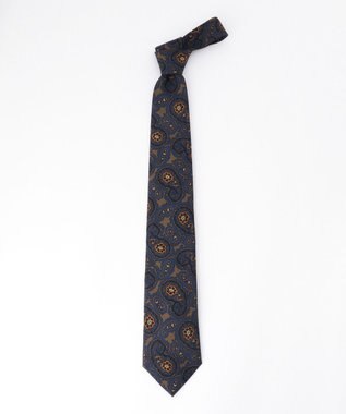 JOSEPH ABBOUD 【日本製】フラワーペイズリー ネクタイ ネイビー系