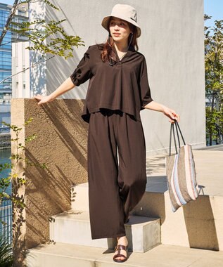 ANY 楽映えストレートパンツ ブラウン