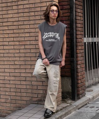 WEGO 【ユニセックス着用ITEM/MLサイズ展開】ヴィンテージライクグラフィックノースリーブ 柄3