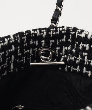 ICB フリンジツイードトート オフホワイト×ブラック系