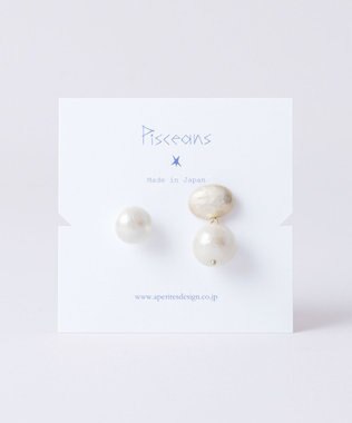 Pisceans オーバルカボション&コットンパール2setブローチ マットゴールド