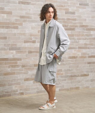 J.PRESS YORK STREET 【UNISEX】リネンライクイージーカーゴ ハーフパンツ ライトグレー系