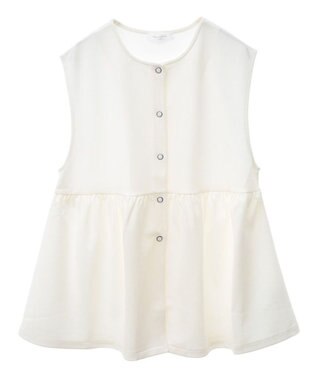 Green Parks カットジョーゼットペプラムベスト Ivory