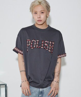 WEGO 【ユニセックス着用ITEM】チェックディテールロゴT（SS） スミクロ