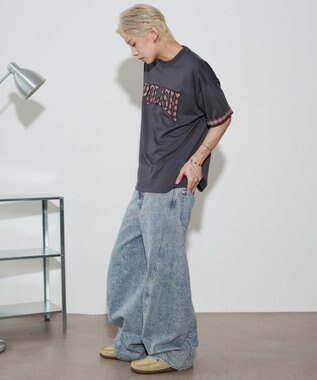 WEGO 【ユニセックス着用ITEM】チェックディテールロゴT（SS） スミクロ