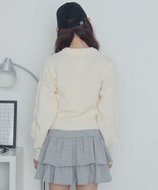 WEGO チュールリボンケーブルニット ホワイトアイボリー