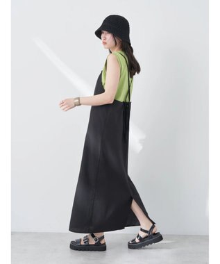 earth music&ecology リサイクルポリエステルブレンドキャミワンピース Black