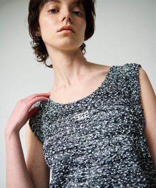 GRACE CONTINENTAL ネップツイードニットノースリーブ ブラック