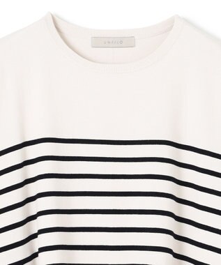 UNFILO 【洗える/抗菌防臭】マイビューティー クロップド丈ニット アイボリー×ブラック