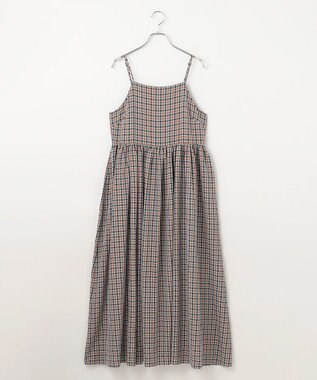 #Newans ボリュームチェックキャミワンピ ブルーチェック