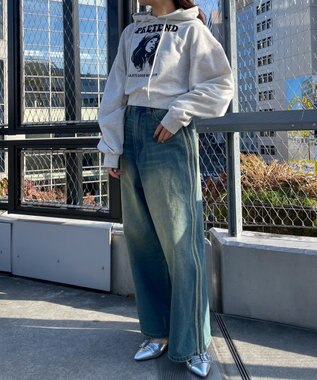 WEGO ガールプリントプルパーカー 杢グレー