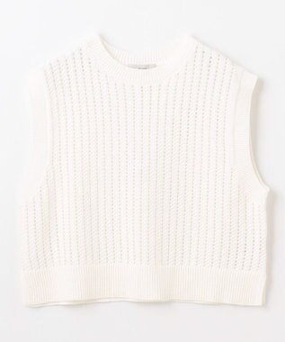 ANY L パターンメッシュニットベスト エクリュ