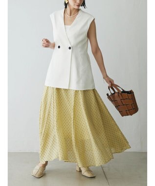 Green Parks AnriettMusee ネック切替デザインベスト Off White