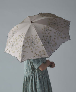 AND WOOL 〈一級遮光生地・晴雨兼用〉フェンネル刺繍の日傘 （長傘タイプ）