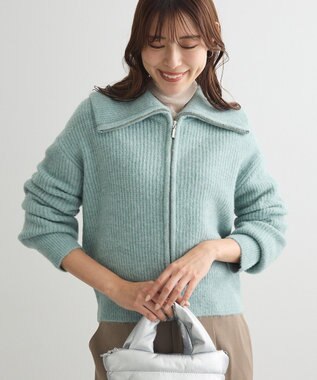 Green Parks Ｚｉｐ付きコンパクトニットカーディガン Light Green