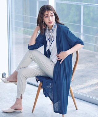 Tiaclasse 【吸水速乾・UVケア・洗える】ランダムリブカットソーカーディガン ターコイズ