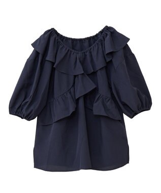 Green Parks ２ｗａｙ　フリルショートスリーブブラウス Dark Navy