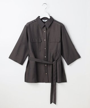 J.PRESS LADIES L リネンシアースラブ シャツ ブラウス スレートブラウン系