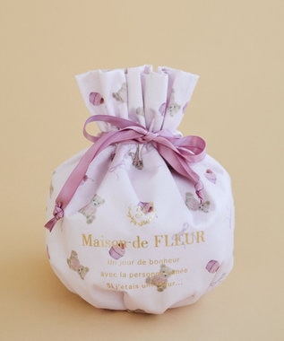 Maison de FLEUR ベア総柄巾着ポーチ