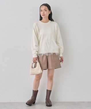 earth music&ecology チュールヘムニットプルオーバー Ivory