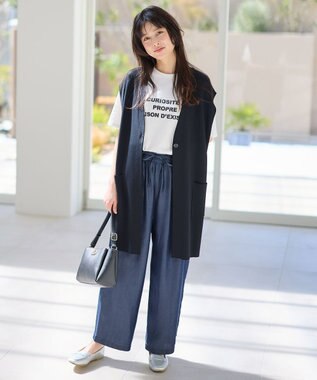 ANY 【手洗い可能/ウエストゴム】ウォッシャブルデニムパンツ ネイビー