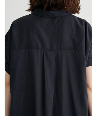 Green Parks ミディ丈半袖シャツワンピース Black